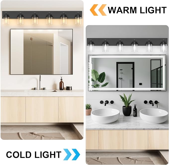 IZORRO Bathroom Vanity Light Fixture, 6-Light 43 Inch Matte Black Bathroom - Image 7