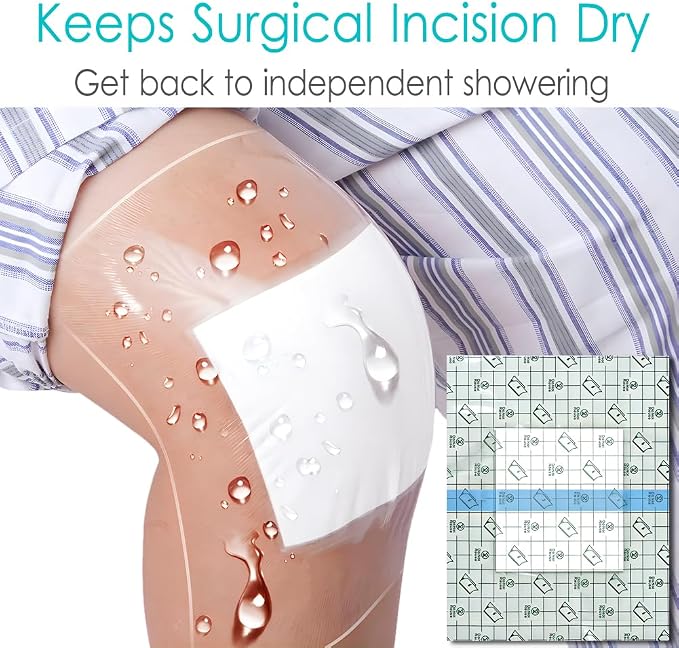 12" x 12" Shower Shields Wound Cover, Large Waterproof Bandages - Image 4