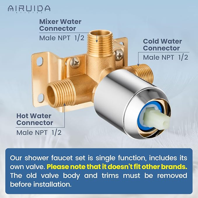 Airuida Shower Faucet Set Bathroom Rain Shower System SUS304 Stainless Steel - Image 2