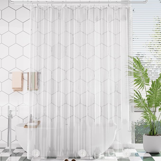 AmazerBath Extra Long Shower Curtain Clear 108 Inches Long, Plastic Floor to by AmazerBath