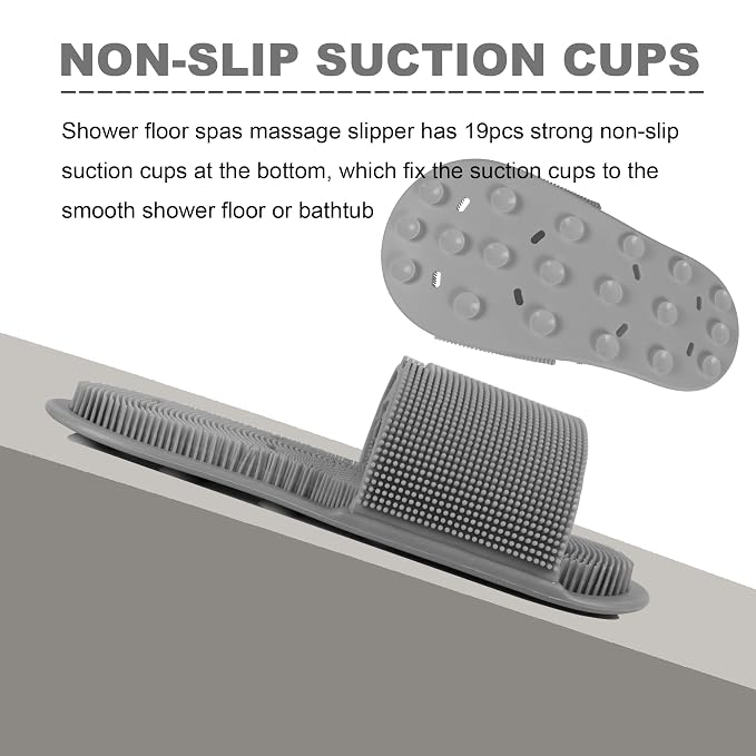 Shower Foot Scrubber with Non-slip Suction Cups, Silicone Bristle Shower Foot - Image 3