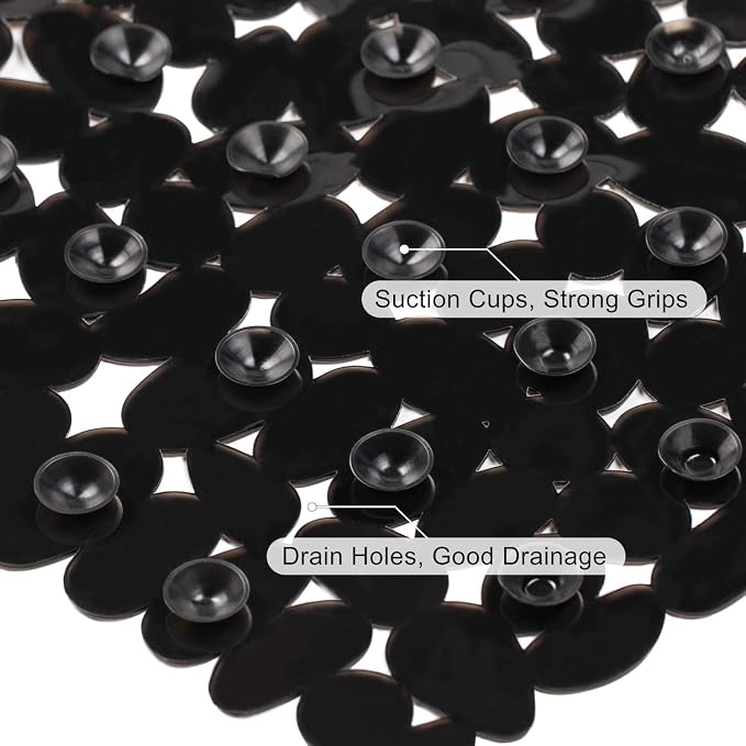 WELTRXE Non Slip Bathtub Mat 35 x 16 Inches Pebbles Shower Mats - Image 3