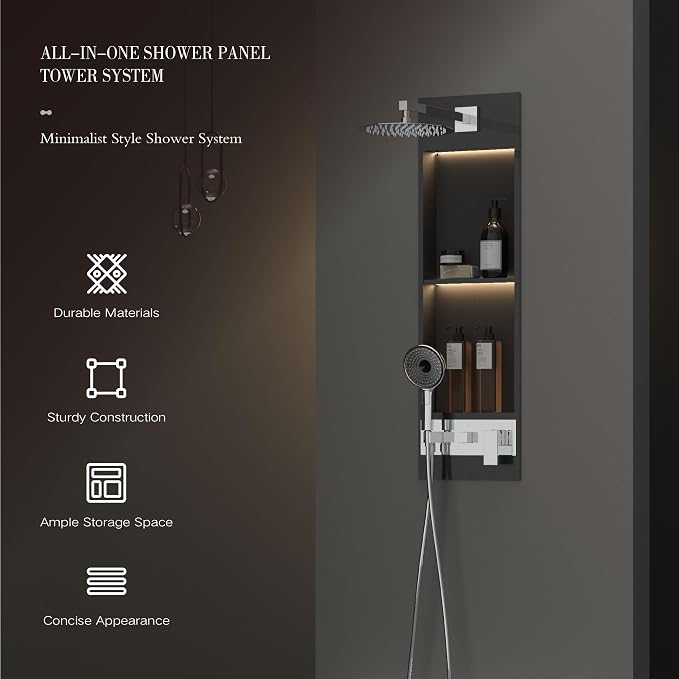 Shower Niche System w/LED Lights, Bathroom Shower System w/ 304 Stainless Steel - Image 2