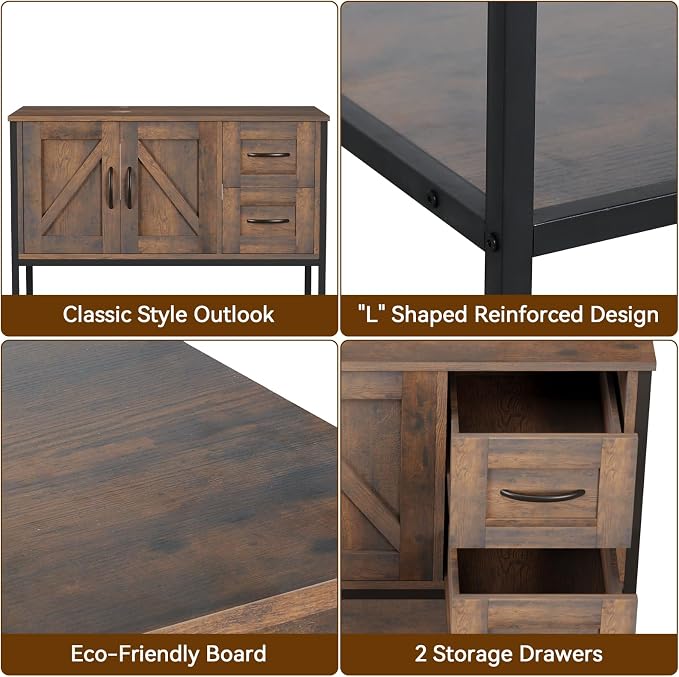 YOURLITE Bathroom Vanity, Rustic Brown Modern Wood Cabinet - Image 4