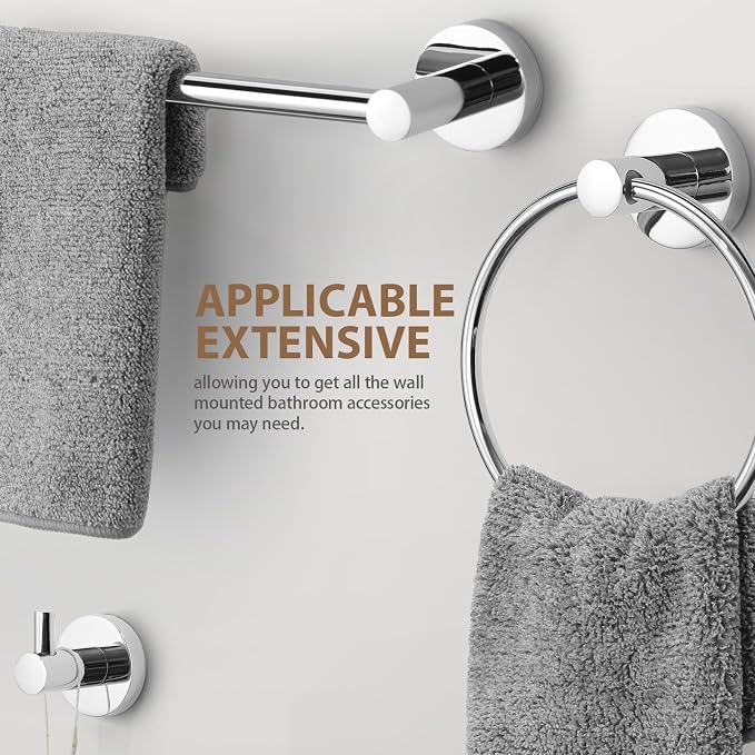 Polished Chrome Bathroom Hardware Set 4 Piece Towel bar Set, Towel Rack - Image 3