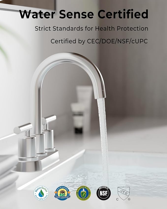 VXV Bathroom Faucet 4 Inch 2 Handle Centerset Sink Faucet 360 Swivel Spout - Image 2