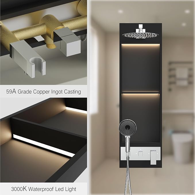 Shower Niche System w/LED Lights, Bathroom Shower System w/ 304 Stainless Steel - Image 3