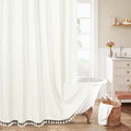MitoVilla Ivory White Boho Farmhouse Shower Curtain Set 72 x 78, 78 inch Long by MitoVilla