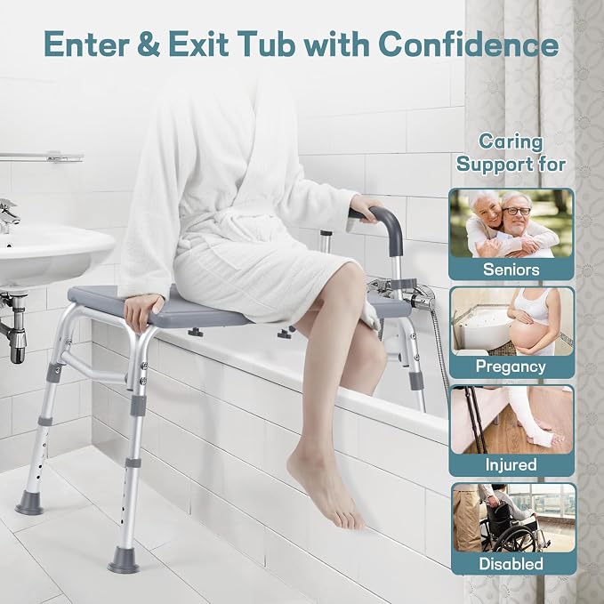 TABEKE Tub Transfer Bench for Bathtub, 500lb Shower Chair - Image 7