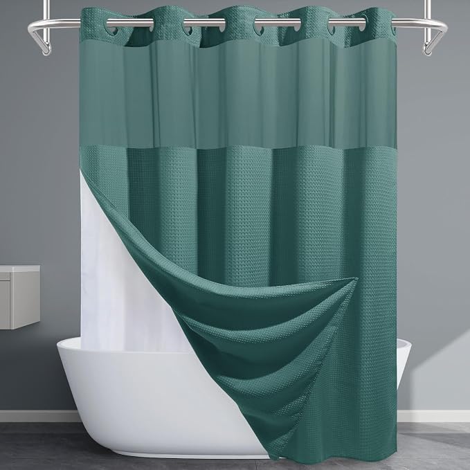 Seaweed Green Long No Hook Shower Curtain by EUTXL