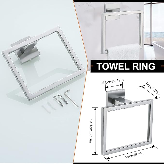 YACVCL 5-Piece Bathroom Hardware Accessories Set 23.6 inch Towel Bar Towel Rack - Image 5