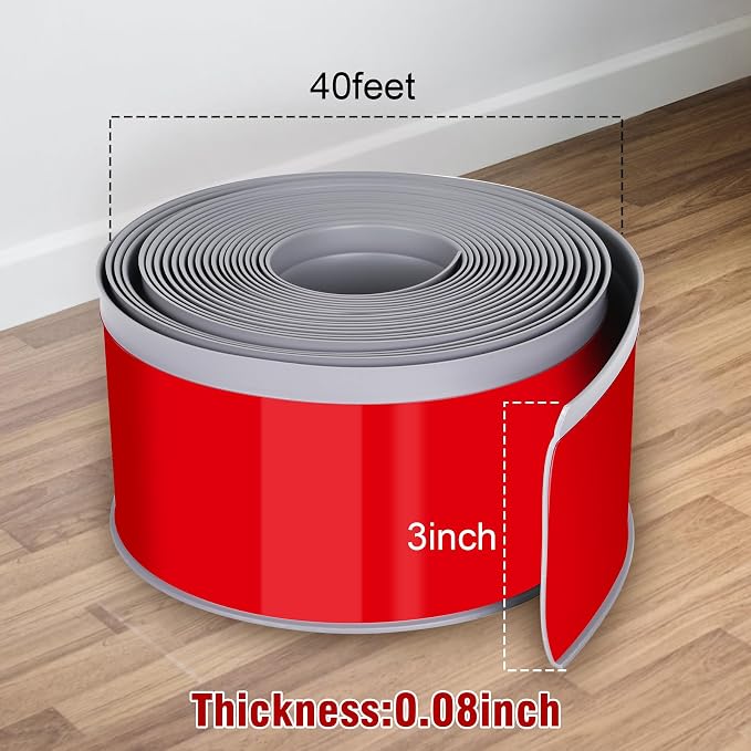 Vinyl Baseboard Molding Trim 3 Inch x 40 Feet Peel and Stick Baseboard Trim - Image 2