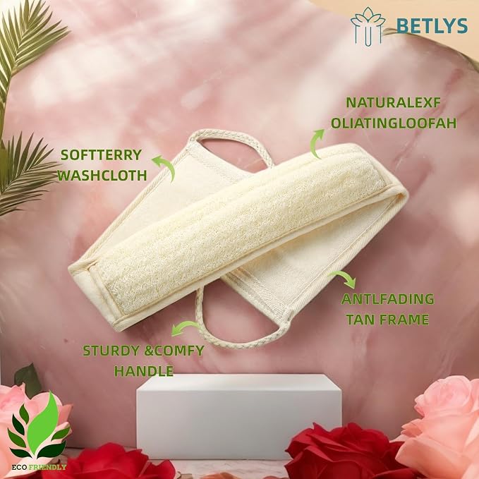 Natural Loofah Sponge Exfoliating Body Scrubber, Loofa Back Scrubber - Image 3