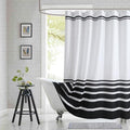 White and Black Striped Shower Curtain 72x78 Inches, Waterproof Fabric by BESTRIPES