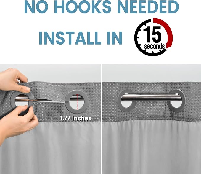Grey Shower Curtain and Liner Set - Image 3