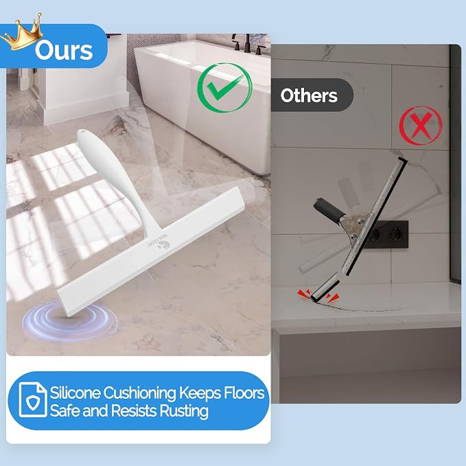 Shower Squeegee for Glass Doors, 11 Inch Ergonomics Anti-Rust Silicone Squeegee - Image 3
