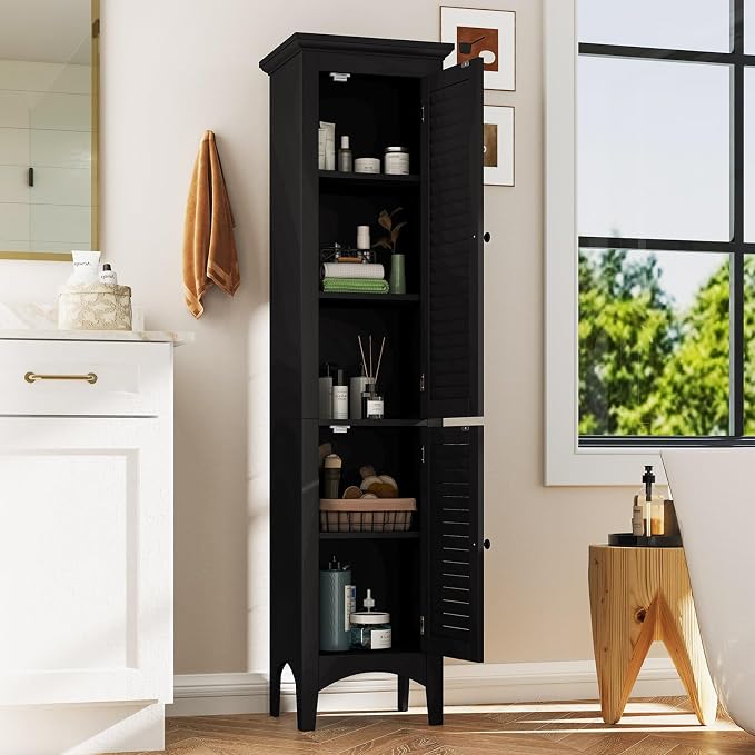 Tangkula 63" Tall Bathroom Storage Cabinet, Freestanding Narrow Linen Tower - Image 5