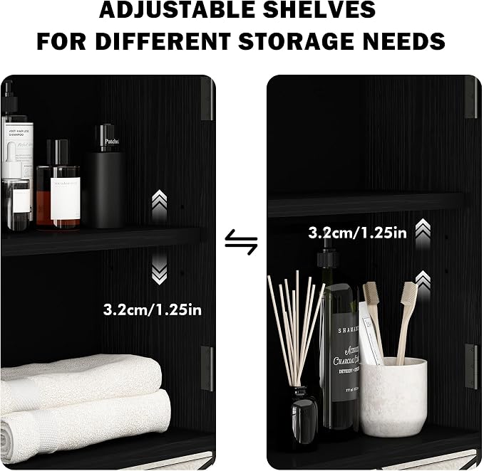 RUSTOWN Rattan Bathroom Wall Cabinet, Boho Over The Toilet Storage Cabinet - Image 8