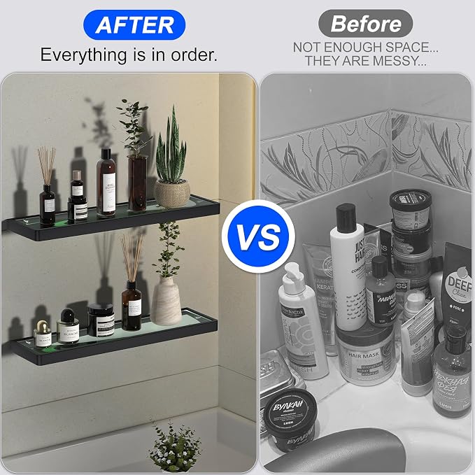 Glass Shelves/Shelf with Towel Bar/Rack 20-inch Floating Shelves - Image 5