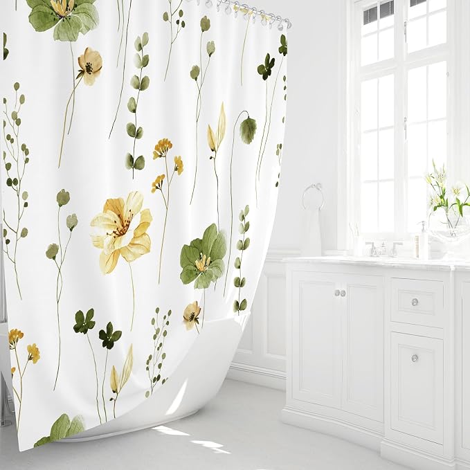 Gibelle Small Stall Shower Curtain 36 x 72, Narrow Half Watercolor Floral - Image 2