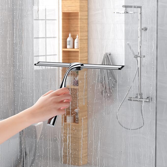 Shower Squeegee for Glass Door Stainless Steel Bathroom Squeegee Window Wiper - Image 2