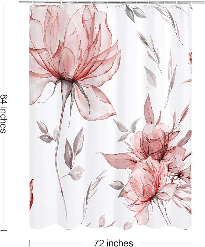 Extra Long Boho Watercolor Floral Shower Curtain 72 x 84, Artistic XL Fabric - Image 6