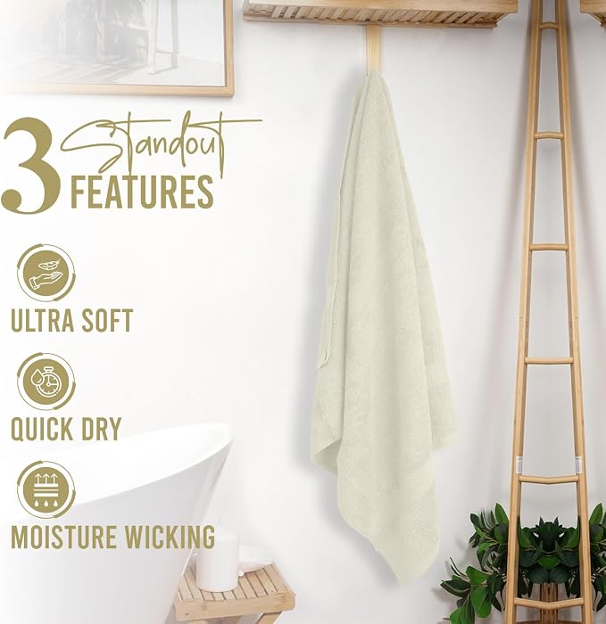 RIVERSIDE 100% Ring Spun Cotton Large Bath Towels Set of 4, 27 x 54 Inches – - Image 6