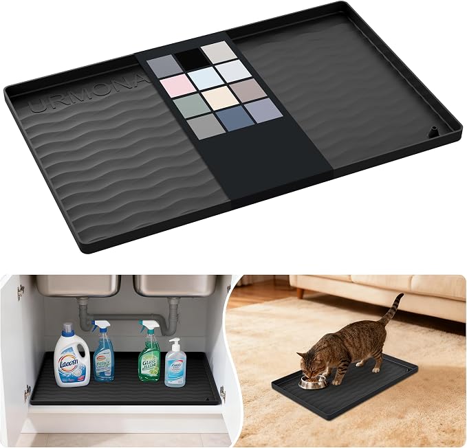 URMONA Waterproof Silicone Under Sink Mat 19'' x 12'' Shelf Liner by URMONA