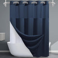 Navy Blue Long No Hook Shower Curtain by EUTXL