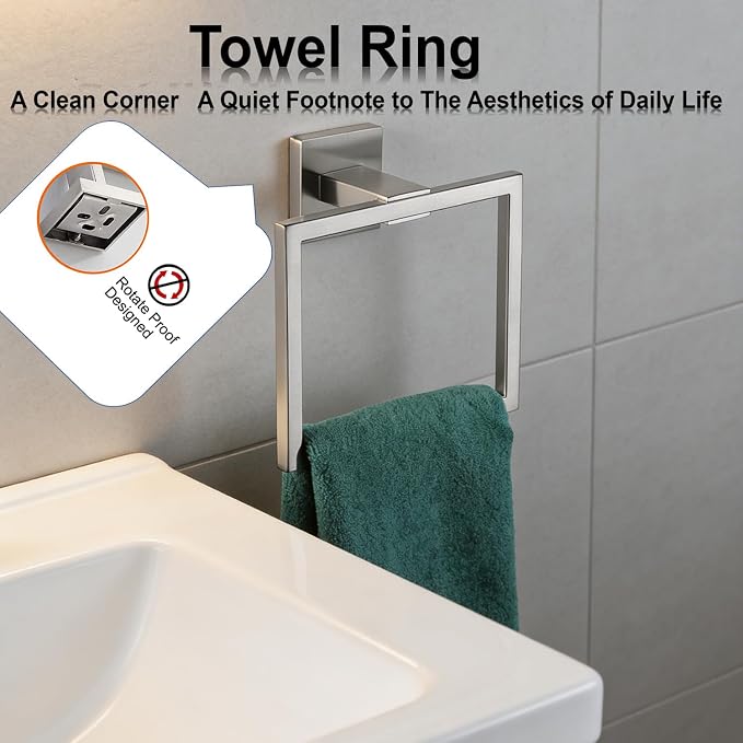 Bathroom Hardware Set 10 Piece Brushed Nickel Bathroom Accessories Set SUS304 - Image 3