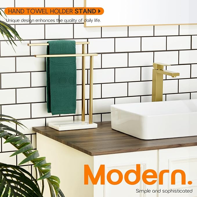 Hand Towel Bars for Bathroom Vanity Countertop 2-Tier Towel Rack Holders Stand - Image 3