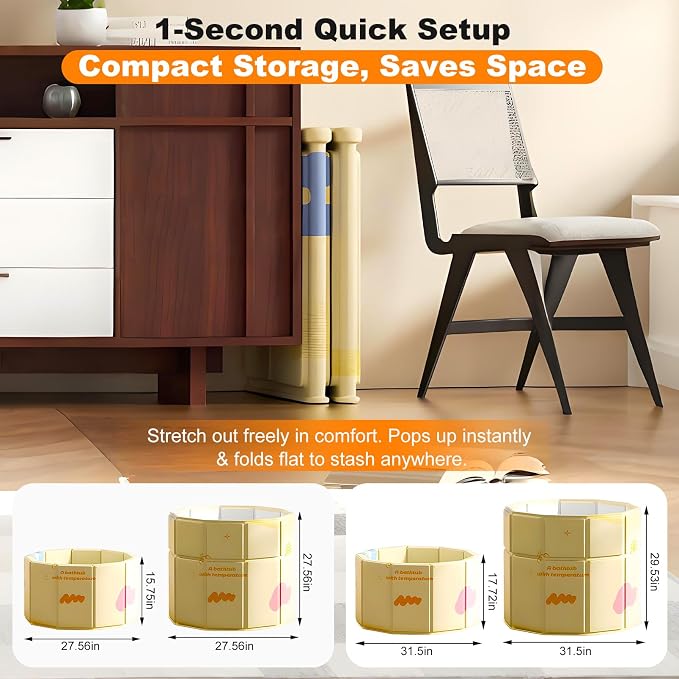 Portable Bathtub for Adult 29.5"x31.5" Collapsible Cold Plunge Bathtub Foldable - Image 4