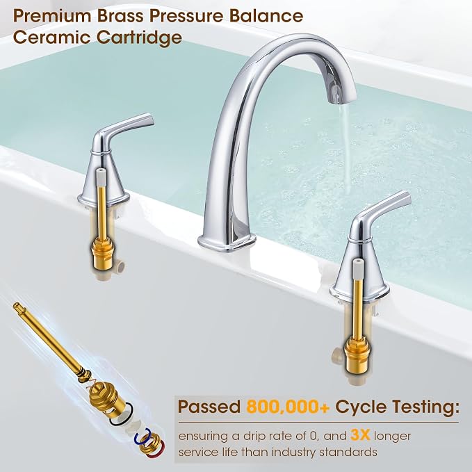 Polished Chrome Roman Tub Faucet, Solid Brass Bathtub Faucet Set - Image 7