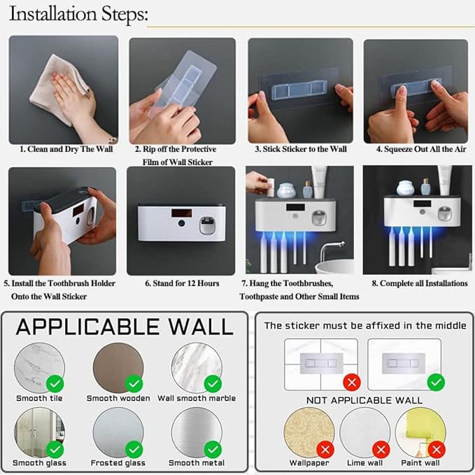 Toothbrush Holders for Bathrooms, Toothbrush Holder Wall Mounted - Image 9