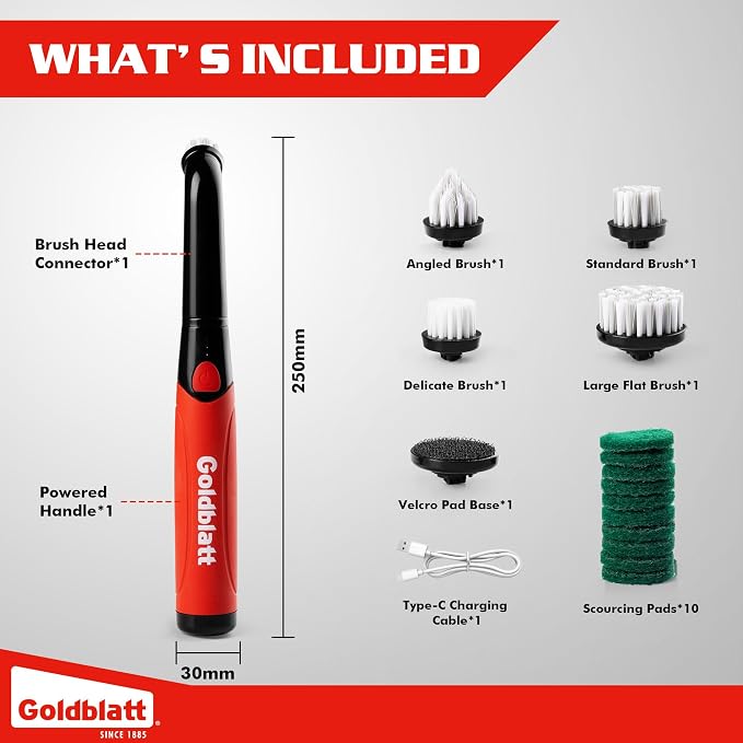 Goldblatt Electric Spin Scrubber Cordless 18-Piece Kit, Power Scrubber - Image 7