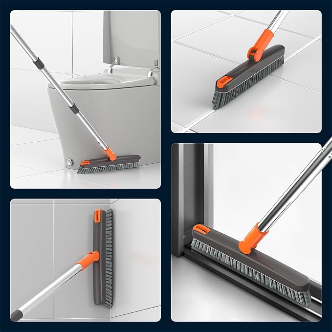 AIR U+ Grout Brush with Long Handle 180° Swivel Scrub Brush with Tweezers to - Image 6
