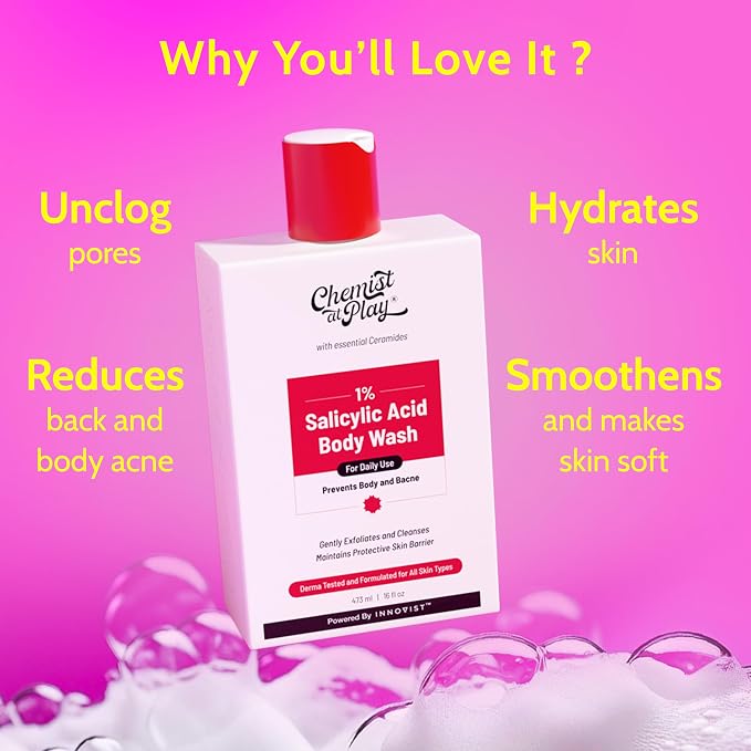 Chemist at Play 1% Salicylic Acid Body Wash | Paraben & SLS Free | Gentle - Image 3