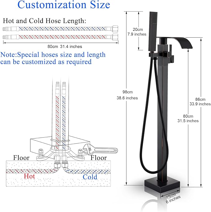 Senlesen Barthroom Tub Filler Faucet Floor Mounted Bathtub Shower Faucet - Image 7