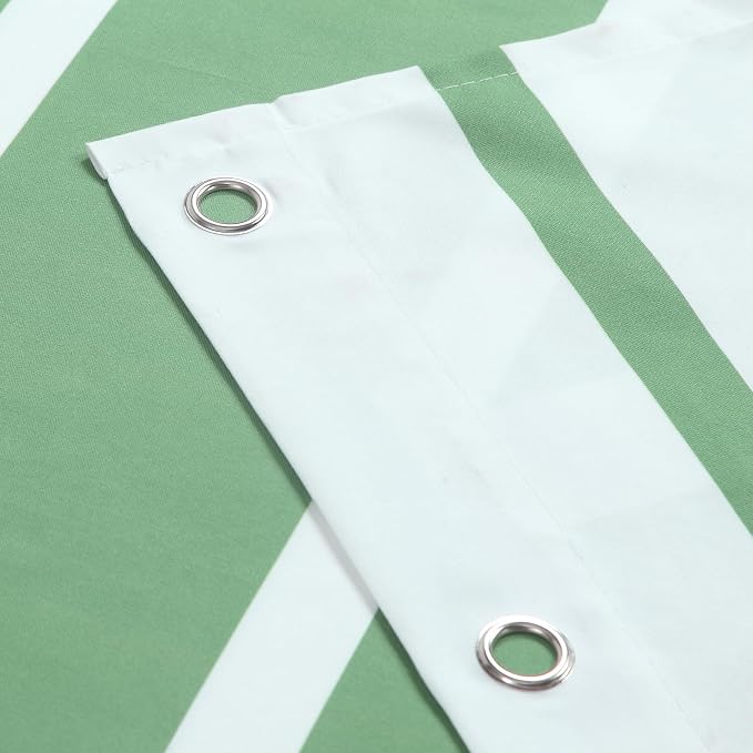 Green Shower Curtain, Sage Green and White Stripe Waterproof Polyester Shower - Image 4