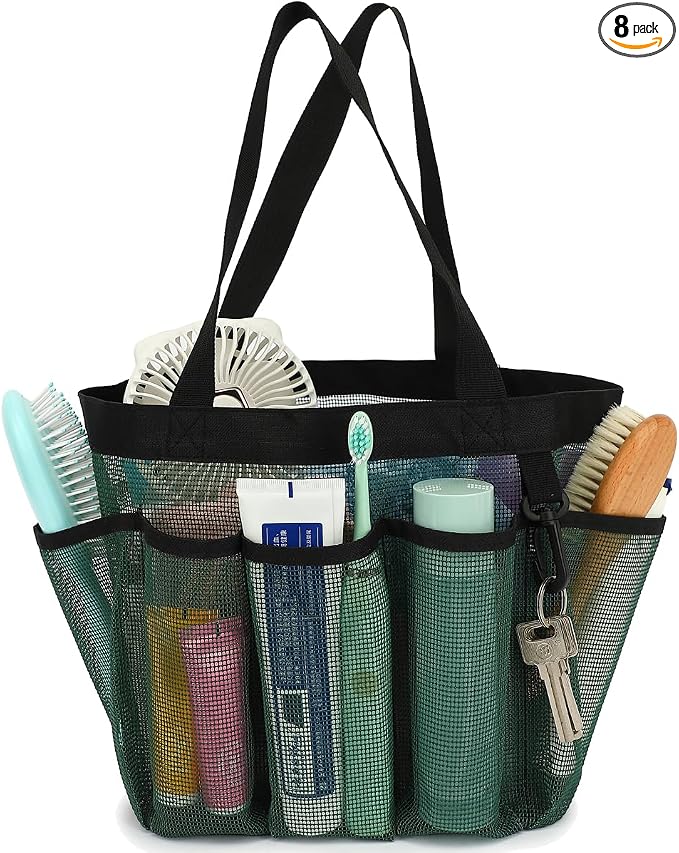 Mesh Shower Caddy Portable for College Dorm Room Essentials, 8-Pocket Large by Fammart