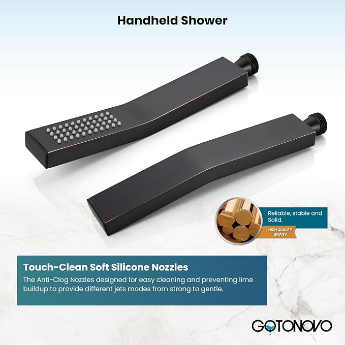 gotonovo Rainfall Bathroom Shower System Rain Shower Head and Handle Set Wall - Image 9