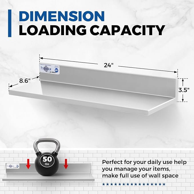 Profeeshaw Stainless Steel Shelf Wall Mounted Commercial Stainless Steel - Image 3
