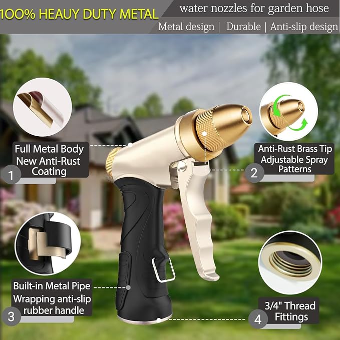 Heavy Duty High Pressure Garden Hose Nozzle, adjustable spraying mode Metal - Image 3