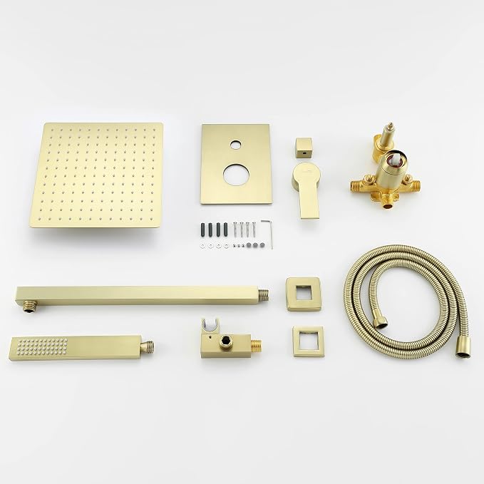 SHAMANDA Brass Rainfall Shower System, Luxuly Bathroom Shower Faucet Combo Set - Image 9