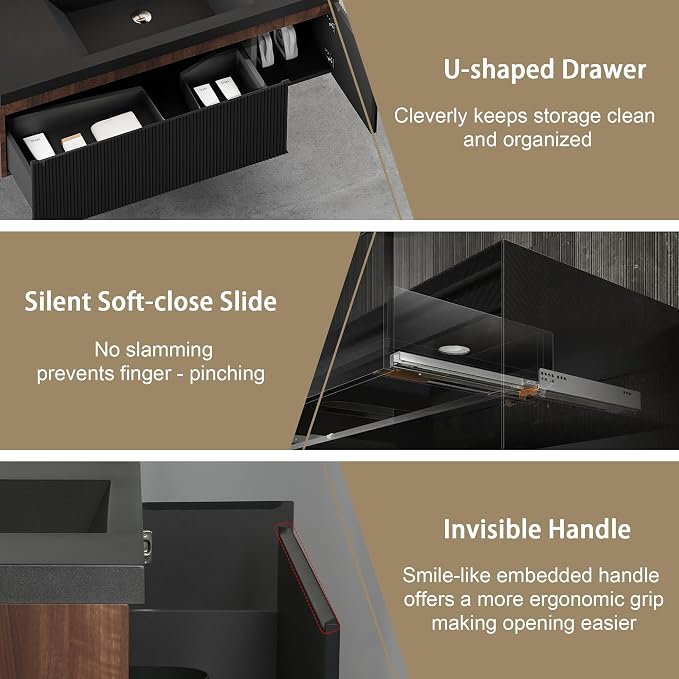 48" Floating Bathroom Vanity Sink Combo, Wall-Mounted Cabinet - Image 5