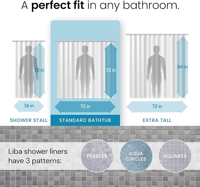 LiBa Plastic Shower Curtain, Heavy Duty 8G Shower Curtain - Image 4