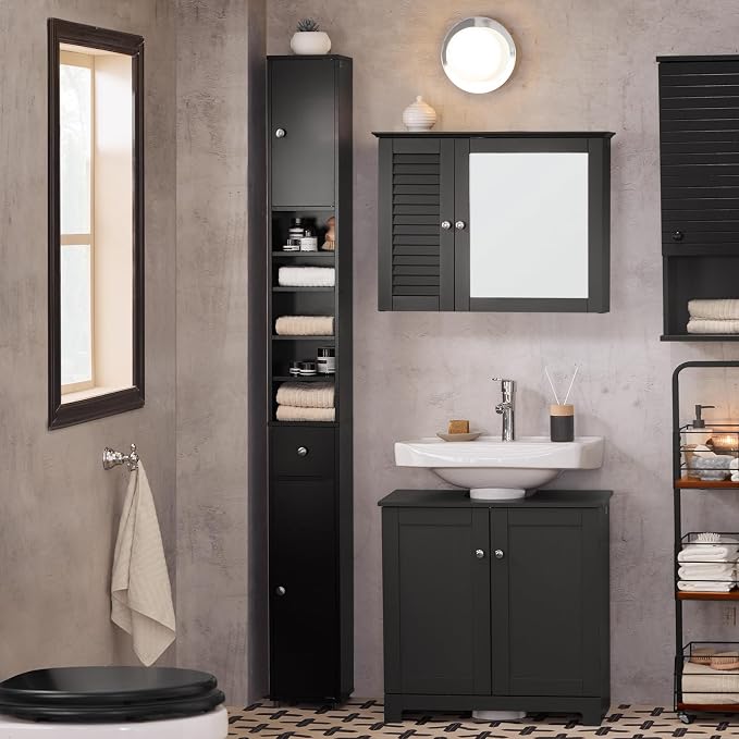 SoBuy Narrow Bathroom Storage Cabinet, Tall Slim Bathroom Organizers and Storage - Image 2