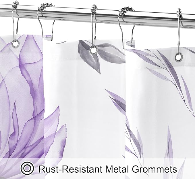 Long Boho Watercolor Floral Shower Curtain 72 x 78, Artistic 78 Inch Long - Image 4