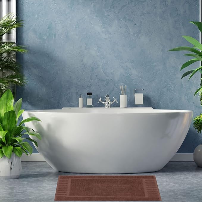 White Classic Luxury Bath Mat Floor Towel Set - Image 8
