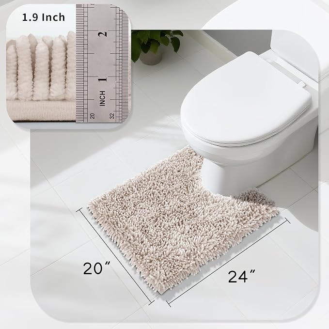 Yimobra Toilet Rugs U Shaped Washable, Extra Thick Soft Absorbent Chenille - Image 2